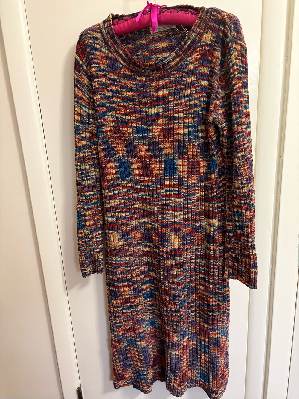 Multi coloured chenille knit sweater dress